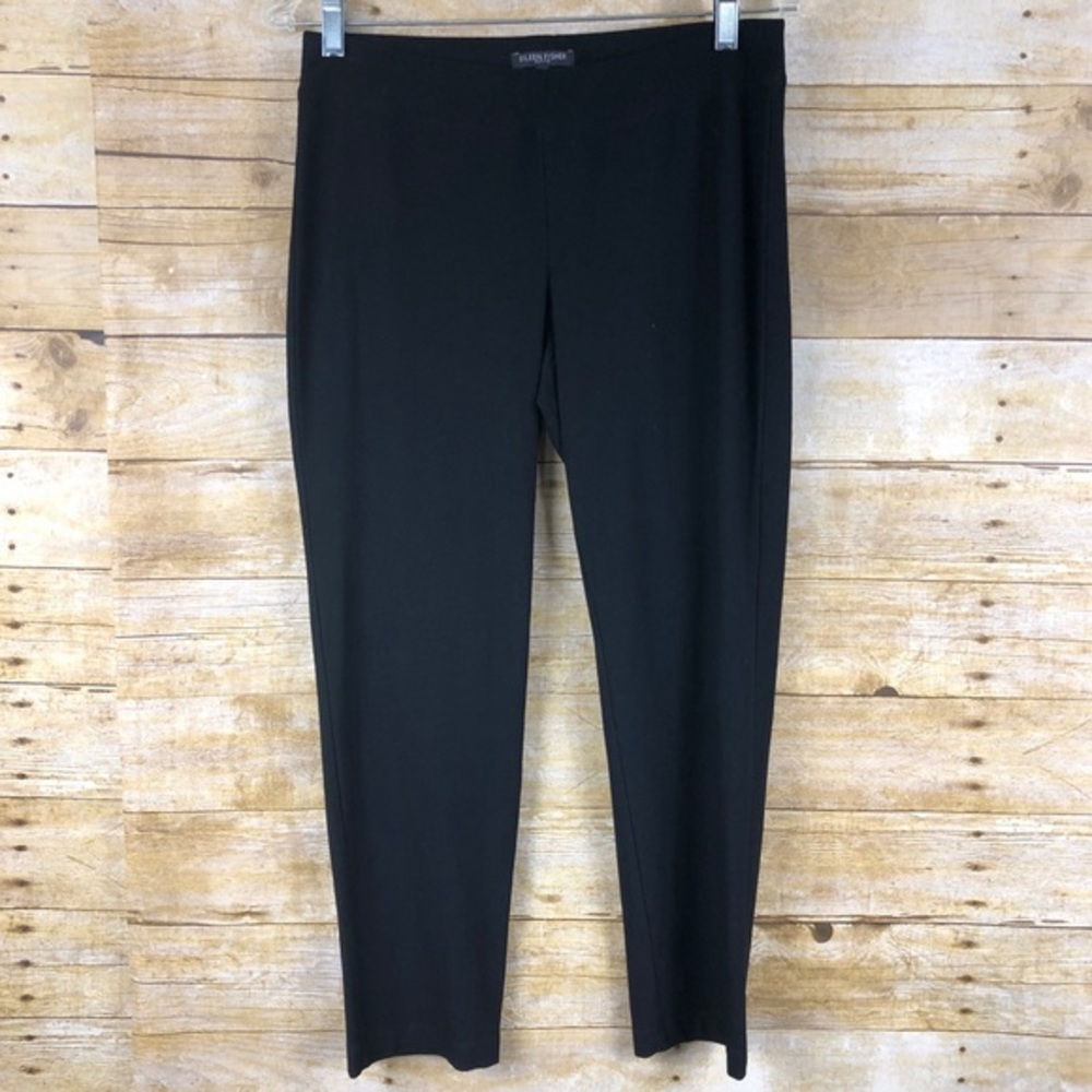 Eileen Fisher Black Mid‎ Rose Pull On Stretch Leggings Pants Sz PS